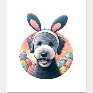 Bedlington Terrier Celebrates Easter with Bunny Ears Posters and Art